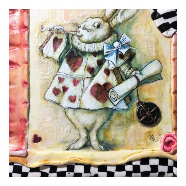 Steal a Tart - Alice in Wonderland White Rabbit Painting, Illustration on hand s