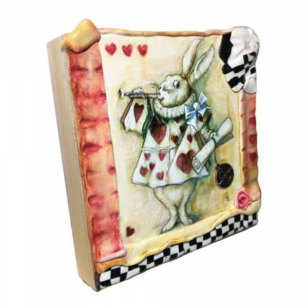 Steal a Tart - Alice in Wonderland White Rabbit Painting, Illustration on hand s