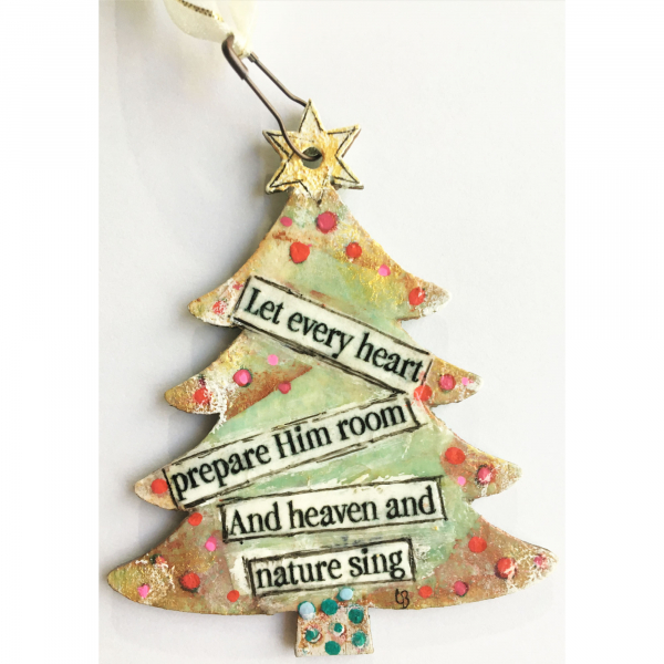 Set of Three Christmas Tree Ornaments. Sugar Cookie effect. Handmade Joy to the