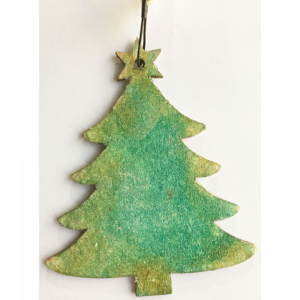 Set of Three Christmas Tree Ornaments. Sugar Cookie effect. Handmade Joy to the