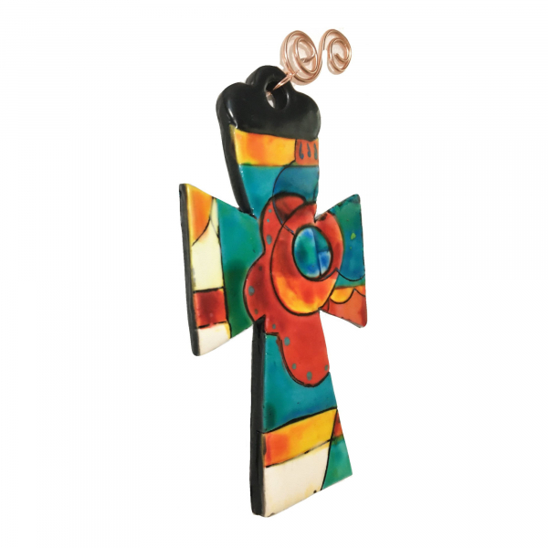 Polymer Clay Cross Ornament Talavera Style