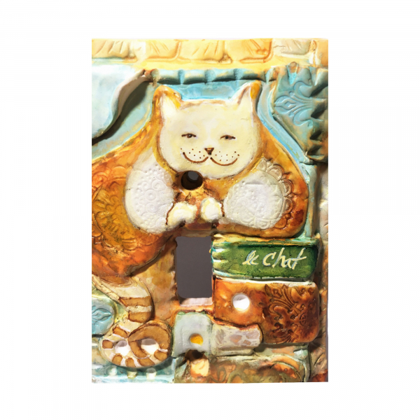 Peace Plate -Le Chat Marmalade Cat. Boho, rustic, farmhouse. Coastal Colors. Cl