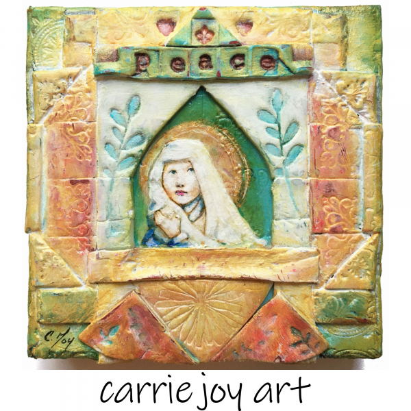 Love Letter From Above II. Peace. Polymer Clay Mosaic wall hanging. Mary, Saint,