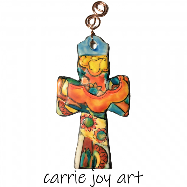 Polymer Clay Cross Ornament Talavera Style