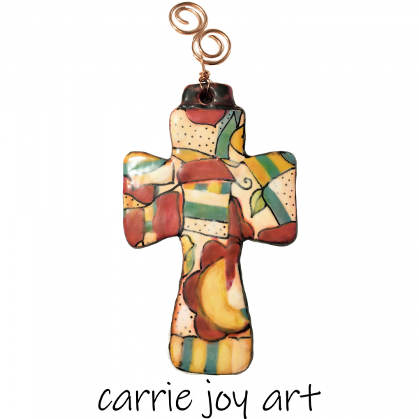 Polymer Clay Cross Ornament Talavera Style