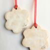 Set of Two Handmade Polymer Clay Christmas Ornaments Peace Joy Biscuit Flower Sh