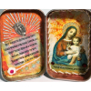 Mother Mary Christian Tin, Pocket Shrine, Vintage Holy Card, Assemblage Art, Ret