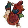 Mrs. Top Hat - Folk Art colorful polymer Clay Bird wall ornament. Hand painted, sculpted and embellished art object. Clay Bird Side View
