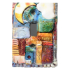 Peace Plate -Bohemian Colorful Moon Mosaic. Clay sculpted original art. Decorati