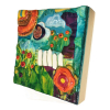 See The World Polymer Clay Sculpture mounted on Wood Panel. Dimensional Wall Art
