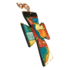 Polymer Clay Cross Ornament Talavera Style. Bright Colors. Unique, Original Art