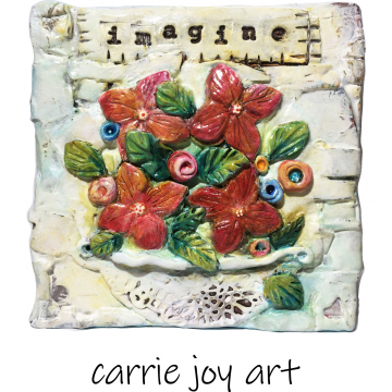 Imagine - Clay Sculpted and Painted on Cradled Panel. Bohemian, Folk, Rustic, Pr
