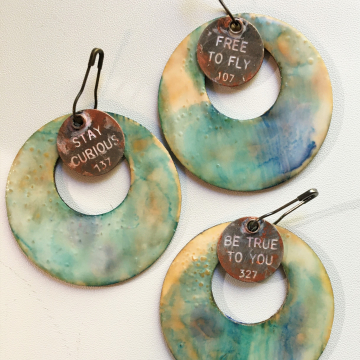 Set of 3 Inspirational Tokens, Love Notes from the Soul.  Ornaments Wood, Clay a