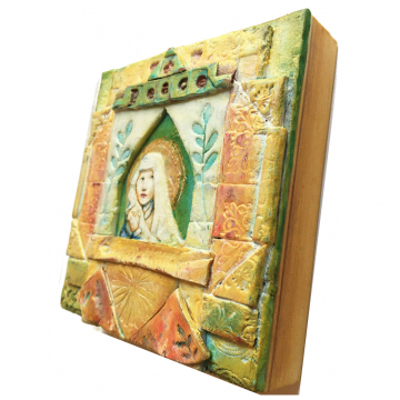 Love Letter From Above II. Peace. Polymer Clay Mosaic wall hanging. Mary, Saint,
