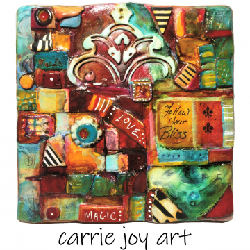 The Magical Book Shop - Clay Mosaic Sculpted and Painted on Cradled Panel. Bohemian, Deco, Colorful Wall Art. Love, Magic, Bliss. The Magical Book Shop - Clay Mosaic Sculpted and Painted on Cradled Panel. Bohem