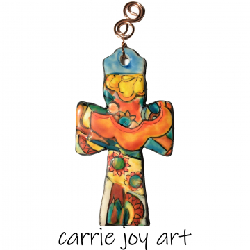 Polymer Clay Cross Ornament Talavera Style Polymer Clay Cross Ornament Talavera Style