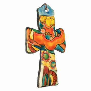 Polymer Clay Cross Ornament Talavera Style
