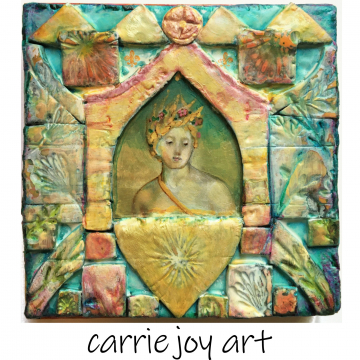 Ceres Goddess of Growth and Prosperity Retablo, mosaic, altar, shrine Polymer Clay Mosaic assemblage painting
