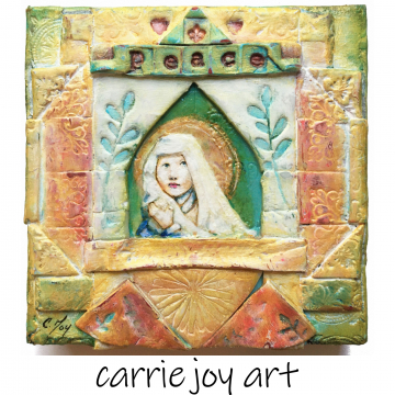 Love Letter From Above II. Peace. Polymer Clay Mosaic wall hanging. Mary, Saint, devotional. Mixed Media wall Decor.