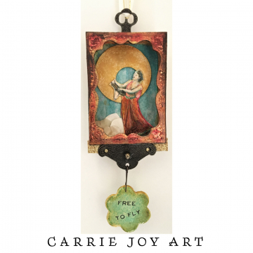 Free To Fly Altered Art Tin. Inspirational Vintage Style Shadow Box. Mixed Media Shrine Assemblage Hand painted and Embellished