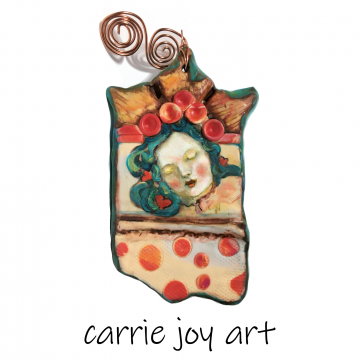 Art Deco Diva: One of a Kind. Hand painted, sculpted and embellished Polymer Clay art object., Bright and fun wall ornament.
